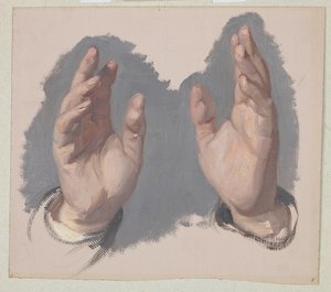 Study (i) Of Both Hands Of The Bishop To The Painting "the Oath Of Queen Jadwiga" — Józef Simmler