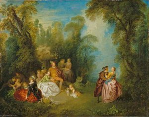 Gallant Conversation by a Fountain