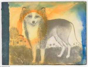 Untitled (painting Of Dog In Landscape) — Joseph Cornell