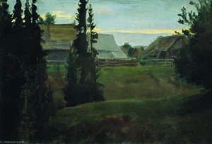 Maurino Village Near Kostroma — Boris Mikhailovich Kustodiev