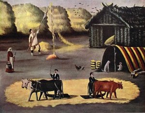 Threshing The Floor In A Georgian Country Village — Niko Pirosmani