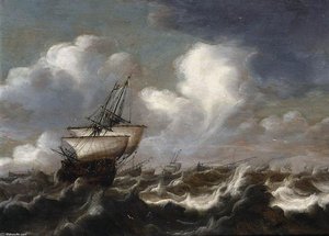Shipping At Sea In A Light Breeze — Bonaventura I Peeters