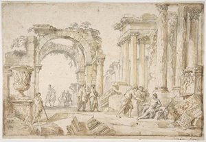 Figures In Classical Ruins — Giovanni Paolo Panini