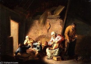 A Woman Tending her Child in an Interiorc