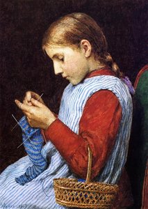 Girl Knitting — Julian Alden Weir