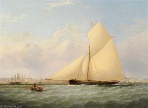Yacht Edith Off Liverpool Flying The White Ensign — Samuel Walters