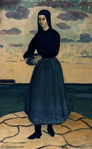 An peasant girl by a jetty