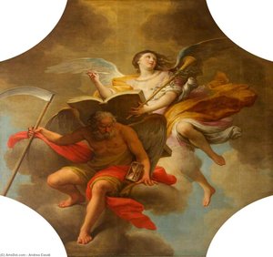 The Personification Of History Writing On The Back Of Time