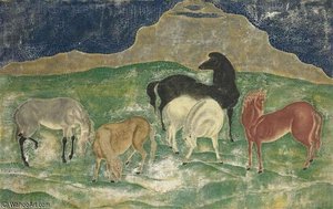 Chevaux Dans La Prairie — Léonard Tsuguharu Foujita
