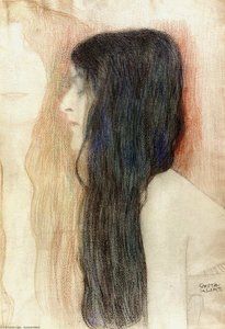 Girl With Long Hair, With A Sketch For 'nude Veritas' — Gustav Klimt, Symbolism