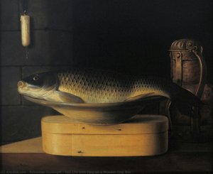 Still Life with Carp on a Wooden Chip Box