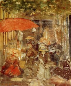 Picnic With Red Umbrella — Maurice Brazil Prendergast