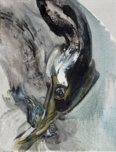 Cormorant With Fish Underwater Iii — Maggi Hambling
