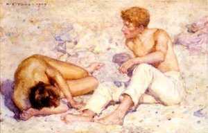 Two Boys On A Beach (also Known As A Study In Bright Sunlight) — Henry Scott Tuke