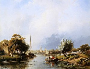 Summer River Landscape Sun — Charles Henri Joseph Leickert