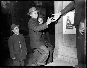 Man Greeting Boys At Entrance To Kay Boys — Charles Harris, Social Documentary Photography