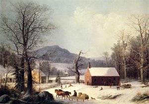 Red School House, Winter — George Henry Durrie
