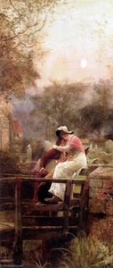 Lovers Embracing By Moonlight — Marcus C Stone