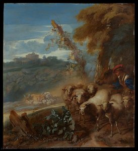 Roman Landscape With A Shepherd And Sheep — Il Grechetto, Baroque