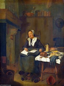 A Woman Asleep By A Fire — Quiringh Gerritsz. Van Brekelenkam