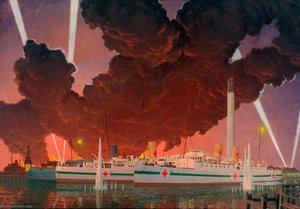 Southern Railway Steamers As Hospital Ships Awaiting The Wounded At Dunkirk During World War Ii — Charles Pears