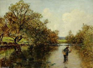 River Scene With A Fisherman — Thomas Edwin Mostyn