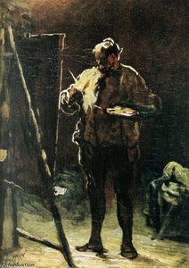 Le Peintre Devant Son Tableau, Huile Sur Panneau The Painter In Front Of His Table, Oils On Panel — Honoré Daumier, Contemporary Realism