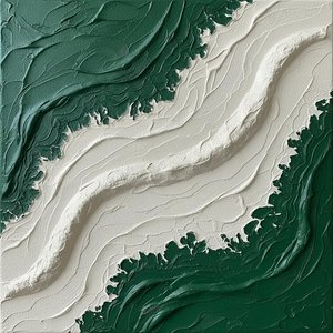 Emergent Currents In Forest Green And Sculptural Cream Relief Monolith — David Moreau