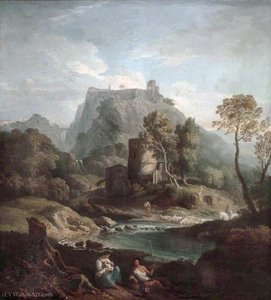 Classical Landscape With A Hill Town And A Shepherd Family — Jan Frans Van Bloemen