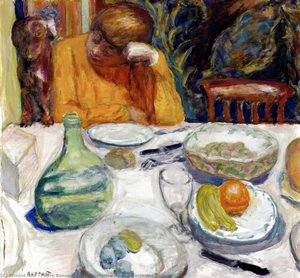 Carafe, Marthe Bonnard With Her Dog — Pierre Bonnard, Post-impressionism