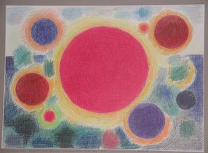 Composition (with Big Circle). Папір, Воскова Пастель. 31,5х43 (у Світлі) — Hryhorii Havrylenko