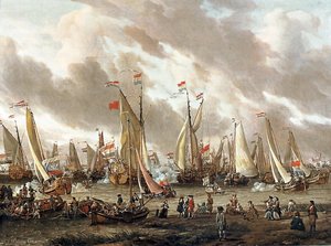 Demonstration Battle On The River Ij In Honor Of Peter I September 1, (1697) — Abraham Storck (sturckenburch)