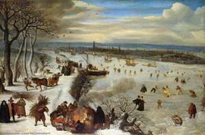 View Of Antwerp With The Frozen Schelde — Lucas Van Valkenborch