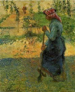 Studie Einer Bäuerin Im Freien (auch Bekannt Als Bauern Beim Graben) — Camille Pissarro
