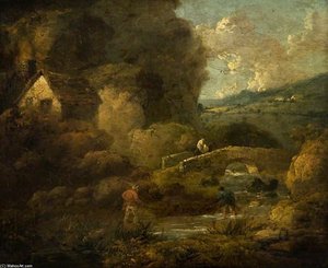 Landscape, An Inland Stream — George Morland, Romanticism