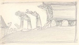 Sketch Of Women Carrying Goods — Nicholas Roerich