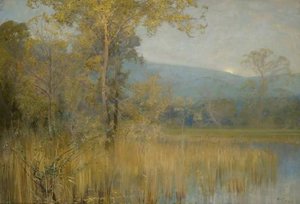 A Misty Moonrise — Alfred East