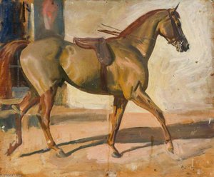 Study Of A Hunter 'rufus' — Sir Alfred James Munnings, Impressionism