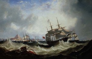 Shipping Off Gibraltar In Heavy Seas — John Wilson Carmichael