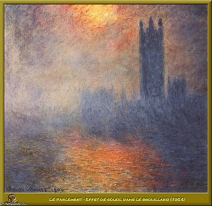 Le Parlement Effet De Soleil Dans Le Brouillard — Claude Monet, Impressionism