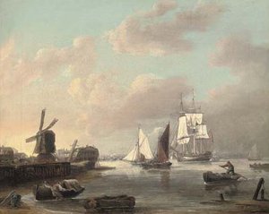 A Merchant Frigate And Smaller Traders Running Up The Thames Estuary Heading For London