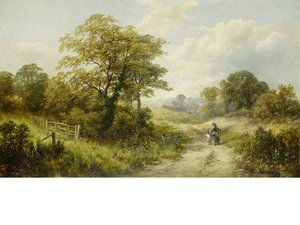 Woman And Child On A Country Road — George Turner