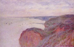 On The Cliff Near Dieppe, Overcast Skies — Claude Monet