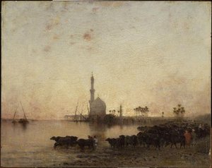 L'Abreuvoir au crépuscule en Egypte