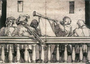 Músicos En Un Balcón — Hans Holbein El Joven, Renacimiento Del Norte