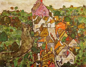 Paisaje En Krumau — Egon Schiele, Expressionist Painting
