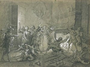 Renewal Of The Fight Against Two Maids In The Hotel — Jean-baptiste Oudry
