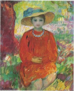 Young Girl In Orange Dress — Henri Lebasque