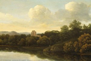 Wooded Landscape With River, Johan De Lagoor (attributed To), 1645 - 1680 — Johannes De Lagoor