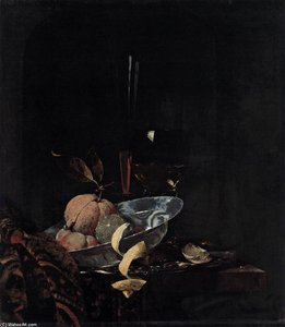 Still-life With Fruit, Glassware, And A Wanli Bowl — Willem Kalf
